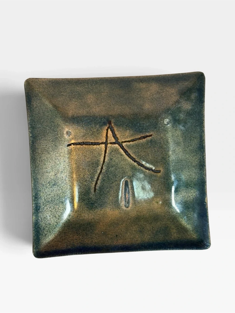 Vintage MCM Signed Enamel On Copper Trinket Dish 5